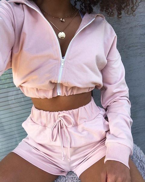 women oversized jogging tracksuit cropped high-waist shorts, long sleeve zipper elastic lace-up pantssummer jogging, Gray
women oversized jogging tracksuit cropped high-waist shorts, long sleeve zipper elastic lace-up pantssummer jogging, Gray