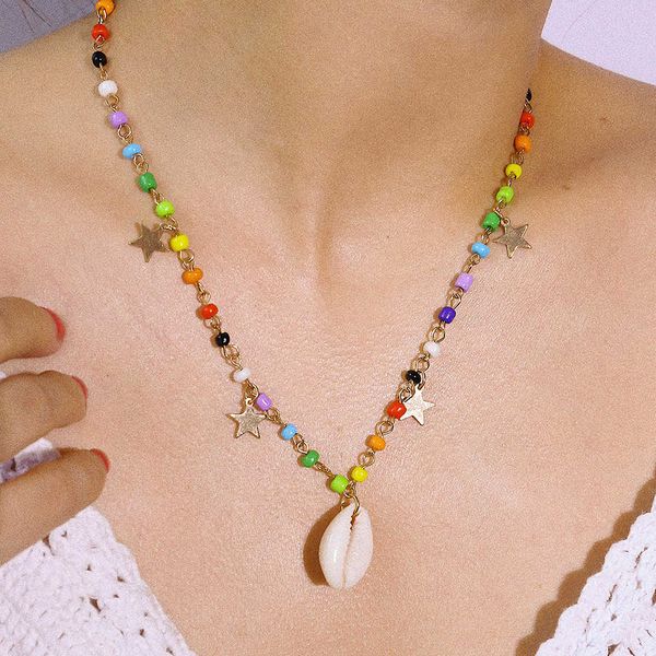 jewelry national style handmade colorful rice bead creative shell star geometric pendant necklace, Silver
jewelry national style handmade colorful rice bead creative shell star geometric pendant necklace, Silver