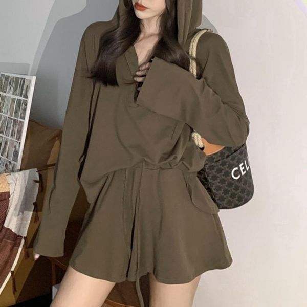 women's tracksuits fashion shorts suits loose long-sleeve sunscreen hooded + high-waisted wide-leg casual two piece sets vetement femme, Gray
women's tracksuits fashion shorts suits loose long-sleeve sunscreen hooded + high-waisted wide-leg casual two piece sets vetement femme, Gray