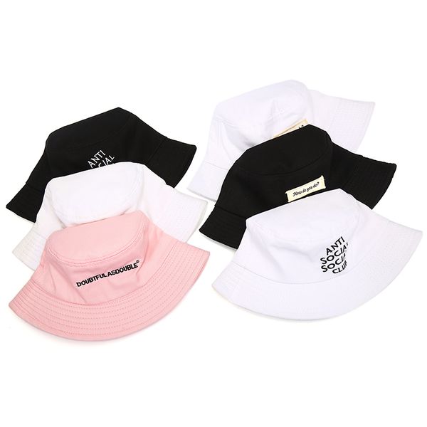 letter embroidery foldable bucket hat outdoor cotton fishing hunting cap, Black;white 
letter embroidery foldable bucket hat outdoor cotton fishing hunting cap, Black;white
