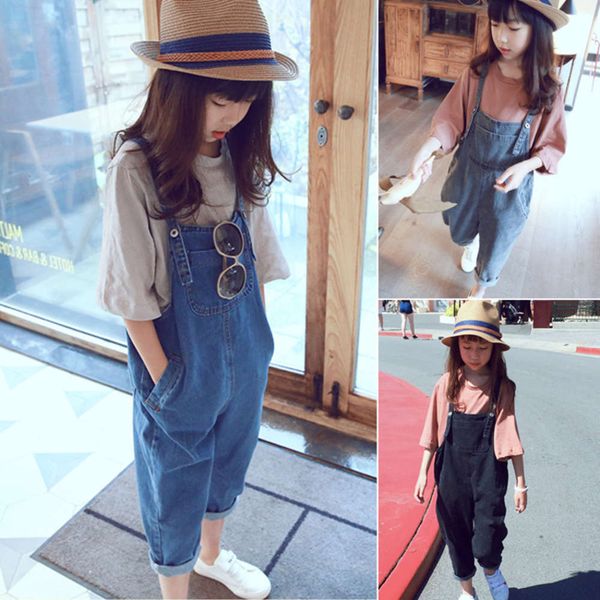 girls' denim two piece bib pants 2020 new korean summer solid color t-shirt jeans loose children's suit 5, Blue
girls' denim two piece bib pants 2020 new korean summer solid color t-shirt jeans loose children's suit 5, Blue