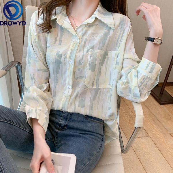 women's blouses & shirts long sleeve tutn-down collar french retro print geometric patterns button loose sweet clothing korean summer, White
women's blouses & shirts long sleeve tutn-down collar french retro print geometric patterns button loose sweet clothing korean summer, White