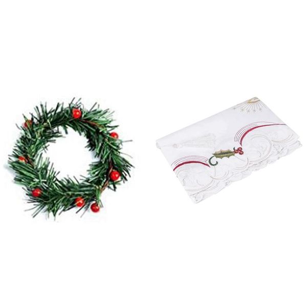 12 pieces christmas candle ring with berry grass christmas candle holder rings & 1x embroidery table runner
12 pieces christmas candle ring with berry grass christmas candle holder rings & 1x embroidery table runner