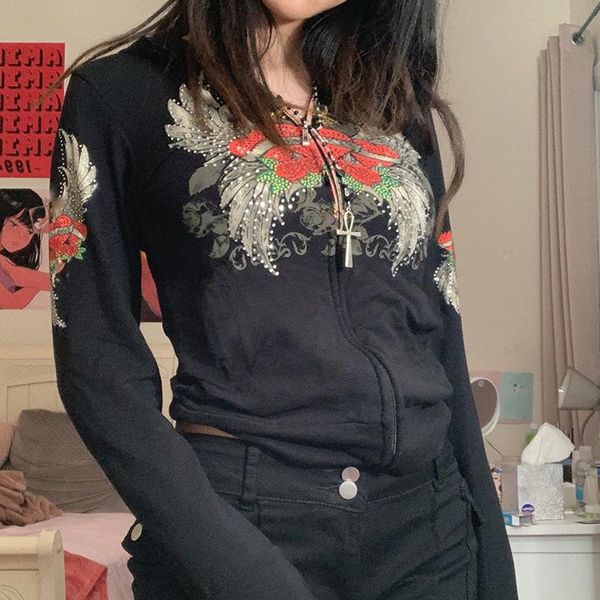 women's hoodies & sweatshirts kawaii y2k print jackets rhinestone zip grunge long sleeve sectored coat vintage winter sweatshirt high s, Black
women's hoodies & sweatshirts kawaii y2k print jackets rhinestone zip grunge long sleeve sectored coat vintage winter sweatshirt high s, Black