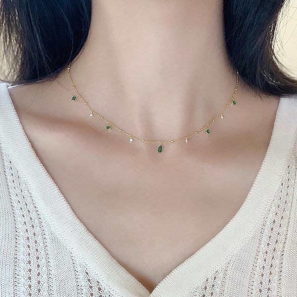 chains green zircon choker necklace for women party jewelry adjustable exquisite clavicle chain gifts, Silver
chains green zircon choker necklace for women party jewelry adjustable exquisite clavicle chain gifts, Silver