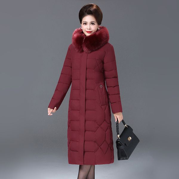 women's fur & faux -7xl women long parkas jacket winter mother down-cotton coat big hooded thicken keep warm loose outerwear fem, Black 
women's fur & faux -7xl women long parkas jacket winter mother down-cotton coat big hooded thicken keep warm loose outerwear fem, Black