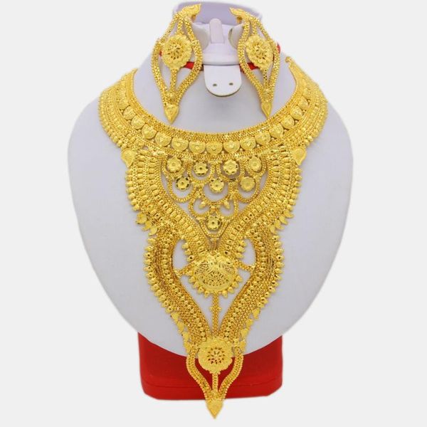 earrings & necklace african jewelry set gold color luxury arab dubai wedding party mom/girlfriend gifts, Silver
earrings & necklace african jewelry set gold color luxury arab dubai wedding party mom/girlfriend gifts, Silver