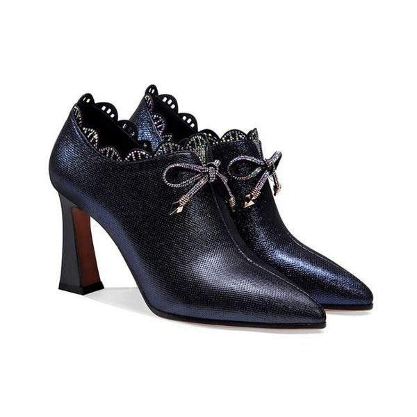 dress shoes bow women's genuine leather 2021 lace pointed toe high heels elegant sheepskin office party wedding banquet career, Black
dress shoes bow women's genuine leather 2021 lace pointed toe high heels elegant sheepskin office party wedding banquet career, Black