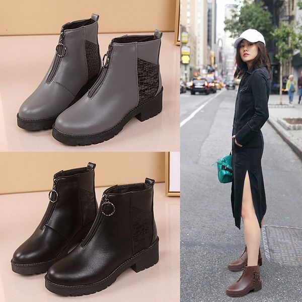 boots casual women's boots with zipper, fashion round toe and square heels for student party, ankle or5x, Black
boots casual women's boots with zipper, fashion round toe and square heels for student party, ankle or5x, Black