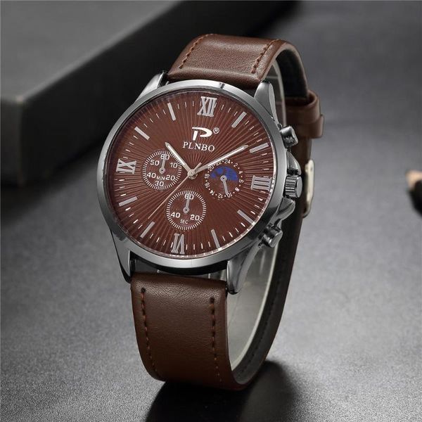 wristwatches 2021 brand men's wristwatch fashion simple black leather strap quartz watch man sports clock montre homme drop, Slivery;brown
wristwatches 2021 brand men's wristwatch fashion simple black leather strap quartz watch man sports clock montre homme drop, Slivery;brown