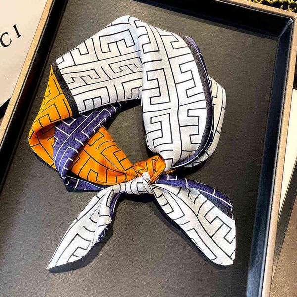 scarves spring korean small versatile decorative geometric female hair band 100% mulberry silk scarf, Blue;gray
scarves spring korean small versatile decorative geometric female hair band 100% mulberry silk scarf, Blue;gray