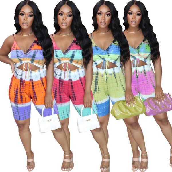 women's tracksuits suits summer suspenders drawstring straps stained with printed shorts sports two-piece suit, Gray
women's tracksuits suits summer suspenders drawstring straps stained with printed shorts sports two-piece suit, Gray