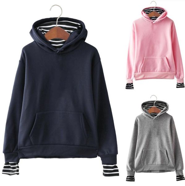 women's hoodies & sweatshirts solid color hooded casual pullover striped stitching fake two-piece sweatshirt, Black
women's hoodies & sweatshirts solid color hooded casual pullover striped stitching fake two-piece sweatshirt, Black