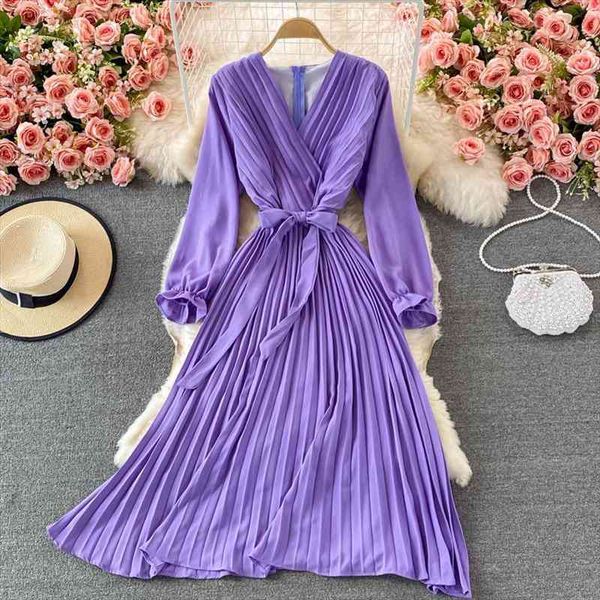 autumn women pleated midi dress vintage red purple green draped party vestidos elegant casual high waist long sleeve robe, Black;gray
autumn women pleated midi dress vintage red purple green draped party vestidos elegant casual high waist long sleeve robe, Black;gray