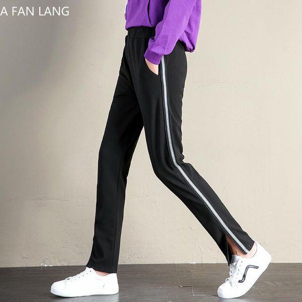 women's pants & capris a fan lang women autumn casual sweat harem striped trousers streetwear woman runing forking leg opening sports, Black;white
women's pants & capris a fan lang women autumn casual sweat harem striped trousers streetwear woman runing forking leg opening sports, Black;white