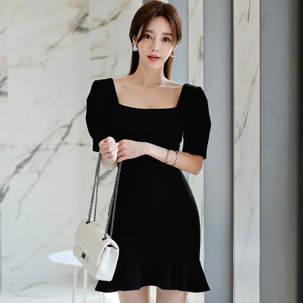 new arrival fashion party women elegant summer square collar vintage puff sleeve simple temperament black mermaid dress hsc3, White;black
new arrival fashion party women elegant summer square collar vintage puff sleeve simple temperament black mermaid dress hsc3, White;black