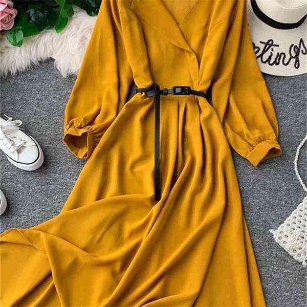 women sweet v collar high waist slimming a-line simple dress lady long sleeve elegant vestidos j299 210527, Black;gray
women sweet v collar high waist slimming a-line simple dress lady long sleeve elegant vestidos j299 210527, Black;gray
