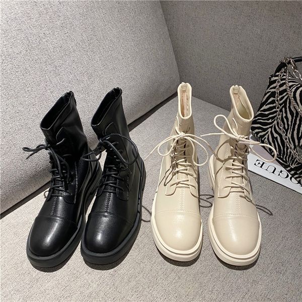 short women's 2021 autumn winter medium heel round toe boots children's soft leather lace up thin thick soled martin, Black
short women's 2021 autumn winter medium heel round toe boots children's soft leather lace up thin thick soled martin, Black