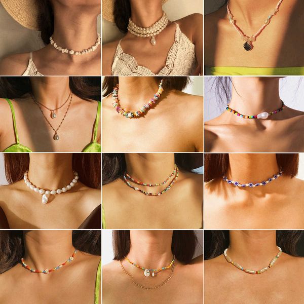 personalized multi element necklace contrast color pearl pendant collar chain choker, Silver
personalized multi element necklace contrast color pearl pendant collar chain choker, Silver