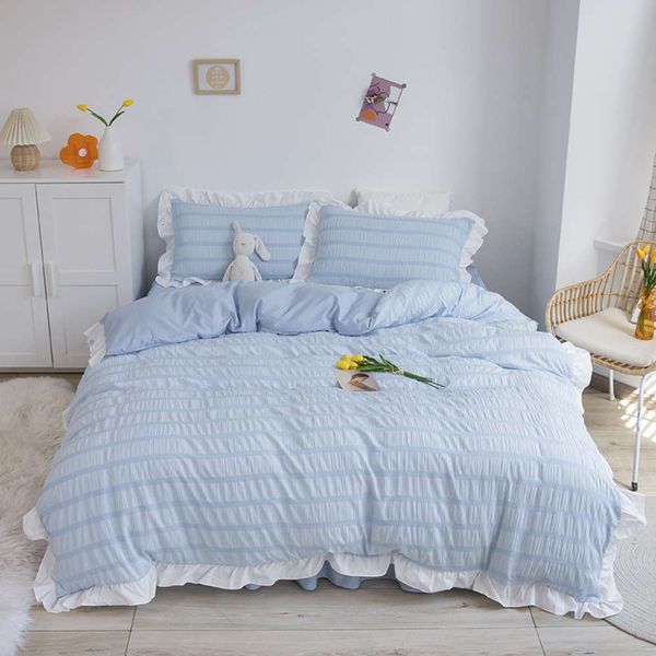 korean version princess wind seersucker four piece bed skirt girl heart pure color sheet quilt cover water washing cotton ding
korean version princess wind seersucker four piece bed skirt girl heart pure color sheet quilt cover water washing cotton ding