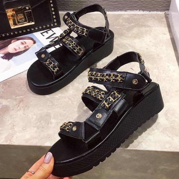 dress shoes doratasia fashion summer comfy platform 2021 design chains women sandals med heel wedges, Black
dress shoes doratasia fashion summer comfy platform 2021 design chains women sandals med heel wedges, Black