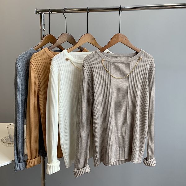 autumn 2021 new o-neck long sleeve slim thin white sweater chain decorated casual women pullovers pull femme nfu5, White;black
autumn 2021 new o-neck long sleeve slim thin white sweater chain decorated casual women pullovers pull femme nfu5, White;black