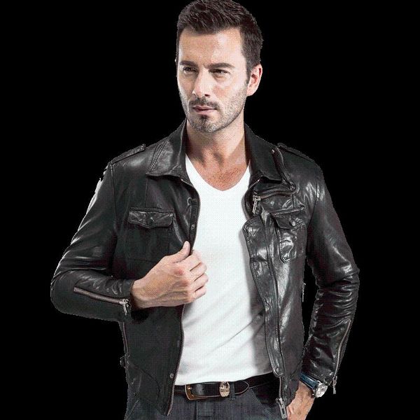 men's leather & faux 2021 genuine jacket men slim spring autumn short coat goatskin motorcycle man vintage a14dj2880 kj2452, Black
men's leather & faux 2021 genuine jacket men slim spring autumn short coat goatskin motorcycle man vintage a14dj2880 kj2452, Black