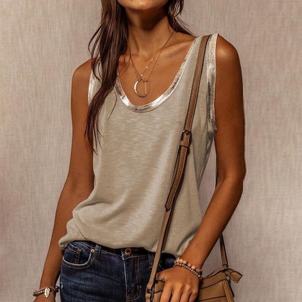 women's t-shirt european and american 2021 summer contrast color tie loose vest sleeveless, White
women's t-shirt european and american 2021 summer contrast color tie loose vest sleeveless, White