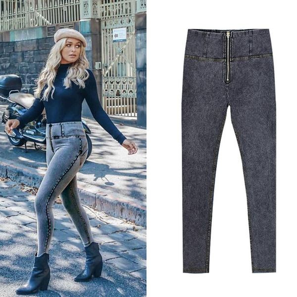 women's jeans women high waist super elastic denim hip pants autumn winter gray trousers female slim long, Blue
women's jeans women high waist super elastic denim hip pants autumn winter gray trousers female slim long, Blue