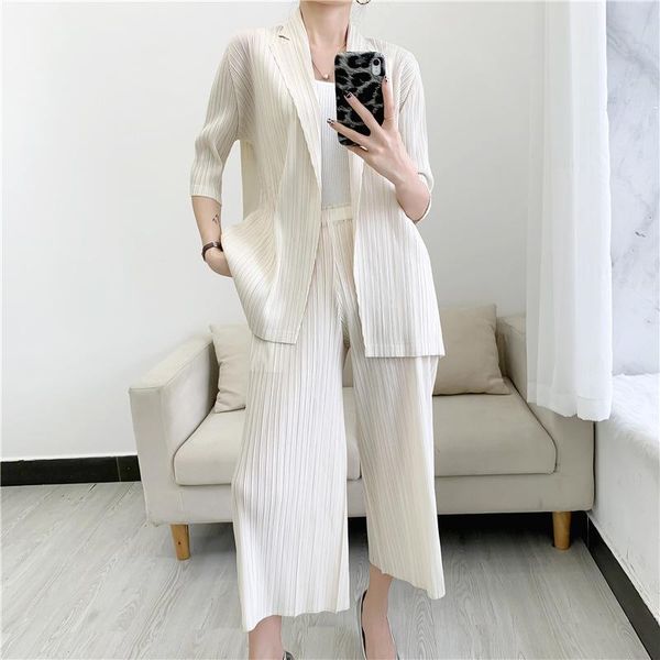 women's two piece pants solid color casual clothes set three quarters sleeve cardigan elastic high waist wide leg pant women miyak plea, White
women's two piece pants solid color casual clothes set three quarters sleeve cardigan elastic high waist wide leg pant women miyak plea, White