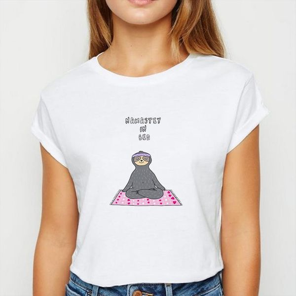 female sloth namastey on bed men spring summer loose tee aesthetics graphic round neck shirts, White;black
female sloth namastey on bed men spring summer loose tee aesthetics graphic round neck shirts, White;black