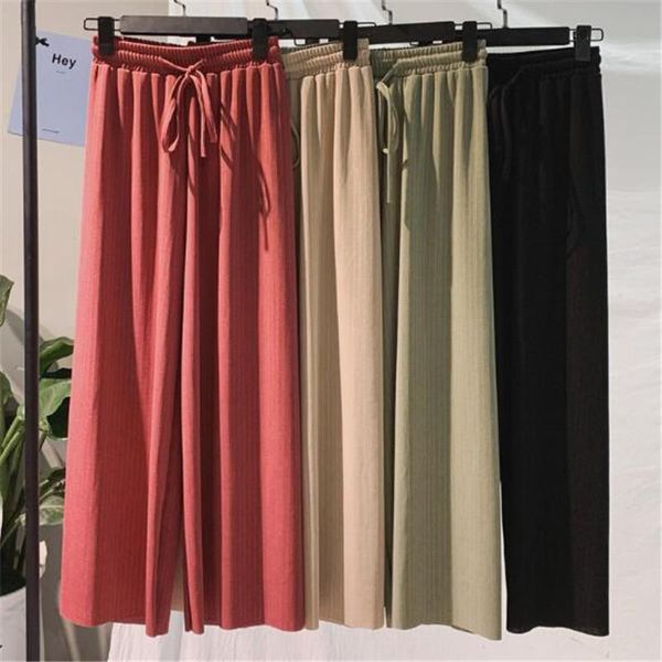 women's pants & capris wkoud women knitted wide leg 2021 high waist ankle-length striped thin summer loose cool casual trousers p9084, Black;white
women's pants & capris wkoud women knitted wide leg 2021 high waist ankle-length striped thin summer loose cool casual trousers p9084, Black;white