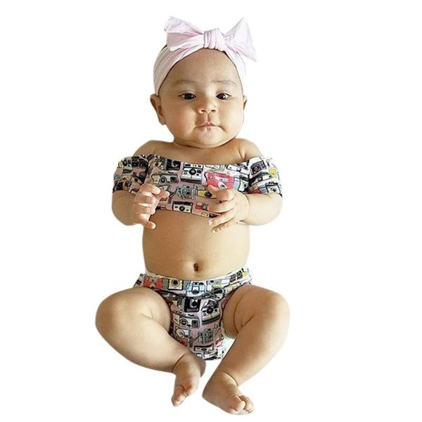 girls swimming costume two piece swimsuit camera print ruffles swim trunks bathing suit set, Black
girls swimming costume two piece swimsuit camera print ruffles swim trunks bathing suit set, Black
