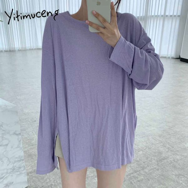 yitimuceng t shirts woman split fork oversize long sleeve tees orange white pink green blue black summer tshirts 210601
yitimuceng t shirts woman split fork oversize long sleeve tees orange white pink green blue black summer tshirts 210601