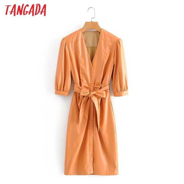 tangada women orange faux leather pleated dress with belt three quarter sleeve retro autumn elegant female midi dress qn4 210609, Black;gray
tangada women orange faux leather pleated dress with belt three quarter sleeve retro autumn elegant female midi dress qn4 210609, Black;gray