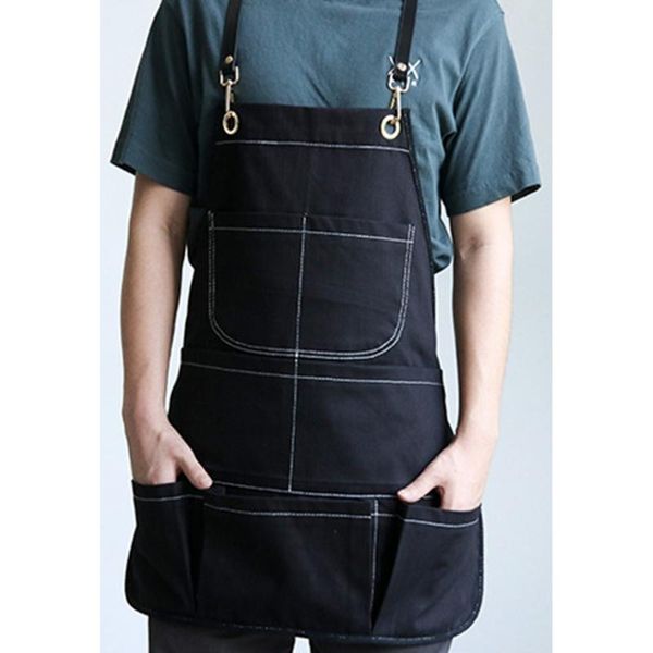 aprons denim canvas apron cross back adjustable chef multi-pocket sleeveless strap and large pockets for kitchen garde 
aprons denim canvas apron cross back adjustable chef multi-pocket sleeveless strap and large pockets for kitchen garde