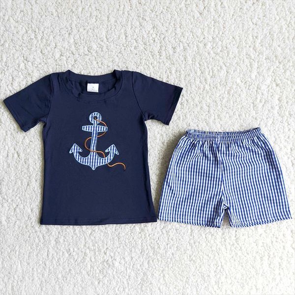 wholesale kids boutique summer outfit baby boy embroidery t shirt match seersucker shorts 2pieces set with plaid, White
wholesale kids boutique summer outfit baby boy embroidery t shirt match seersucker shorts 2pieces set with plaid, White