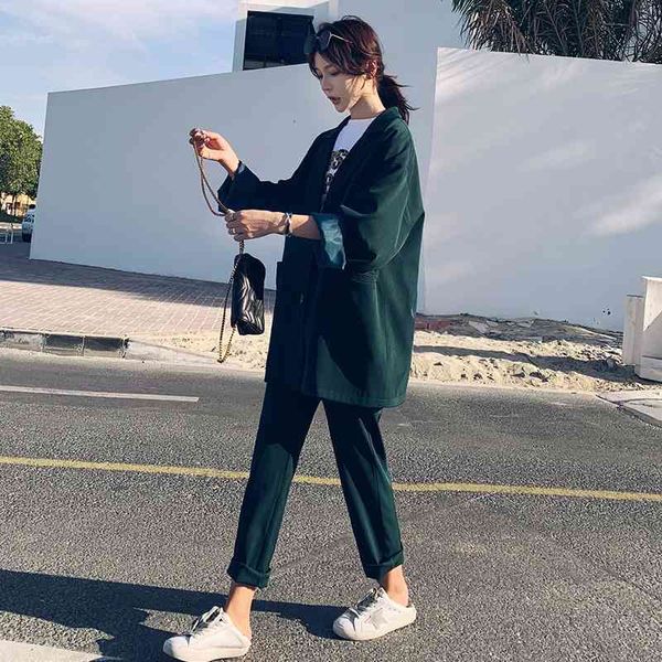 set female fashion women's suit korean version of the large size loose jacket nine points wide leg pants two-piece 210527, White
set female fashion women's suit korean version of the large size loose jacket nine points wide leg pants two-piece 210527, White