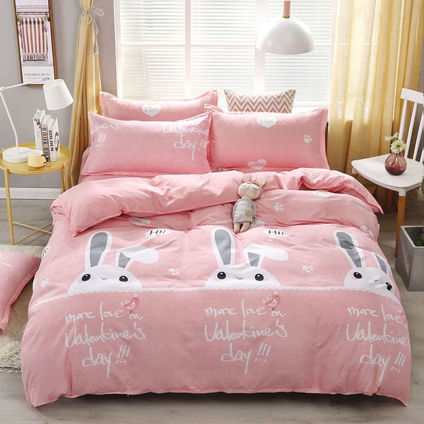 mini fresh cartoon printing 4-piece quilt cover sheet bedding gift aloe cotton 3-piece set