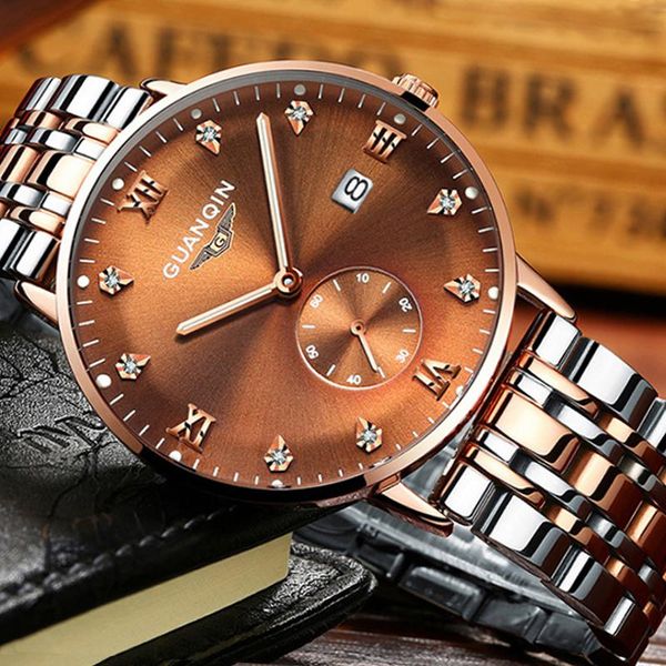 wristwatches guanqin watch for men luxury casual classic quartz movement waterproof date display fashion crystals rose gold day dial, Slivery;brown
wristwatches guanqin watch for men luxury casual classic quartz movement waterproof date display fashion crystals rose gold day dial, Slivery;brown