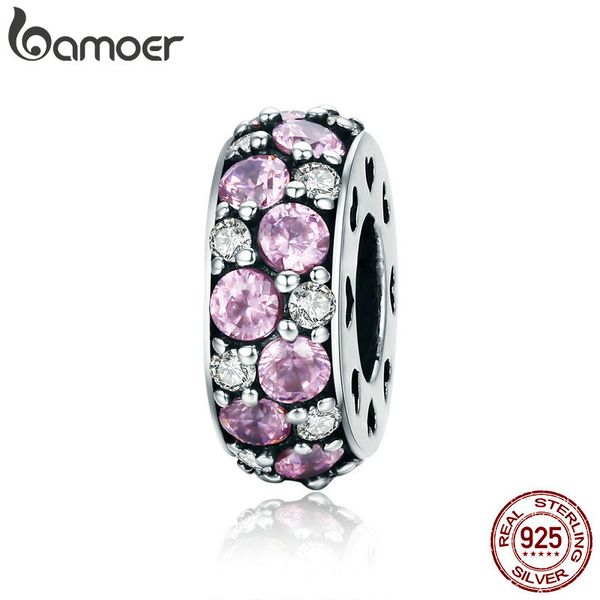 bamoer new authentic 925 sterling silver classic pink cz spacer charm beads fit women bracelet bangles diy fine jewelry scc635 q0531, Black
bamoer new authentic 925 sterling silver classic pink cz spacer charm beads fit women bracelet bangles diy fine jewelry scc635 q0531, Black