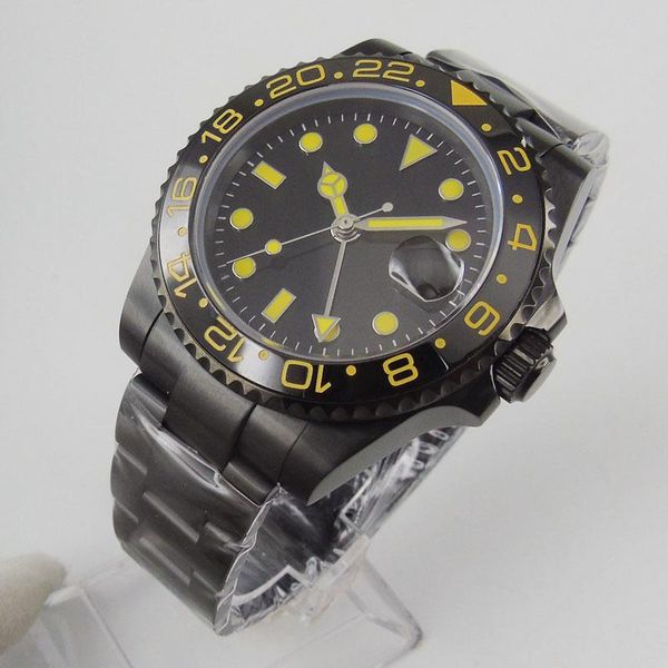 wristwatches black 40mm men watch gmt automatic movement sapphire glass rotating bezel deployment clasp, Slivery;brown
wristwatches black 40mm men watch gmt automatic movement sapphire glass rotating bezel deployment clasp, Slivery;brown