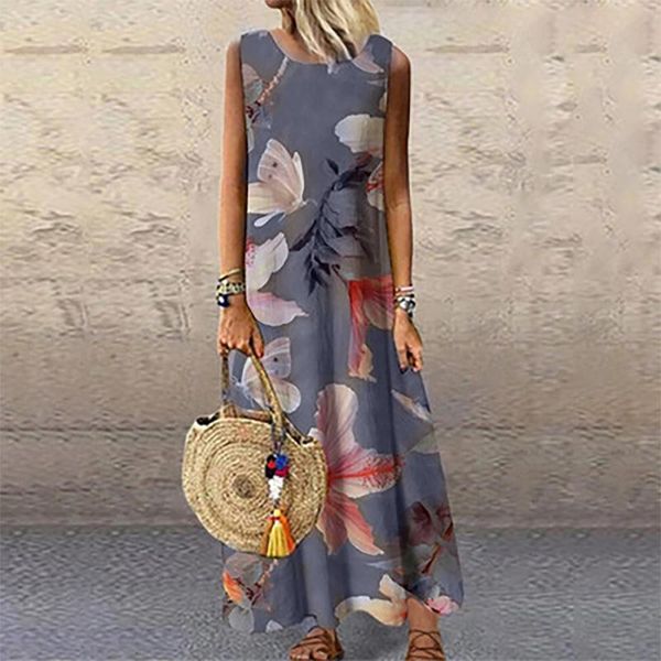 casual dresses summer women's dress 2021 fashion print o-neck sleeveless loose long robe femme été, Black;gray
casual dresses summer women's dress 2021 fashion print o-neck sleeveless loose long robe femme été, Black;gray