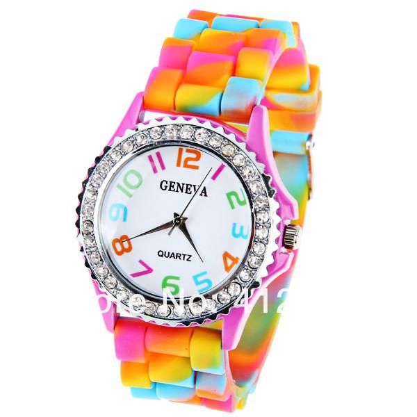 wristwatches geneva rainbow crystal rhinestone watch silicone jelly link band roman numeral gift quartz wristwatch relogio feminino, Slivery;brown
wristwatches geneva rainbow crystal rhinestone watch silicone jelly link band roman numeral gift quartz wristwatch relogio feminino, Slivery;brown