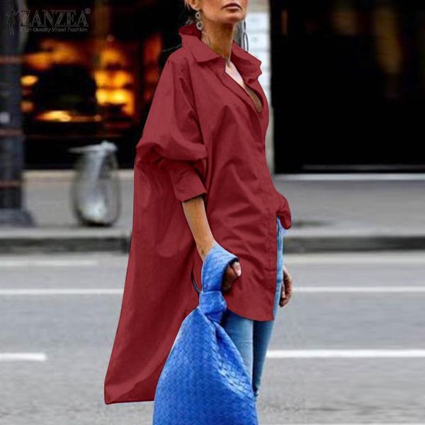 irregular hem fashion shirt zanzea elegant long sleeve lapel neck women solid blouse loose casual blusa office lady chemise, White
irregular hem fashion shirt zanzea elegant long sleeve lapel neck women solid blouse loose casual blusa office lady chemise, White