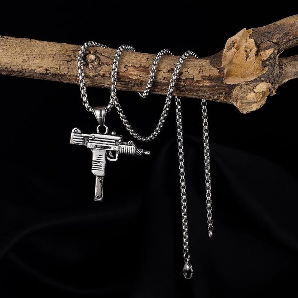 pendant necklaces 55cm european american machine stainless steel color man necklace uzi submachine gun chain jewelry 2021 trend, Silver
pendant necklaces 55cm european american machine stainless steel color man necklace uzi submachine gun chain jewelry 2021 trend, Silver