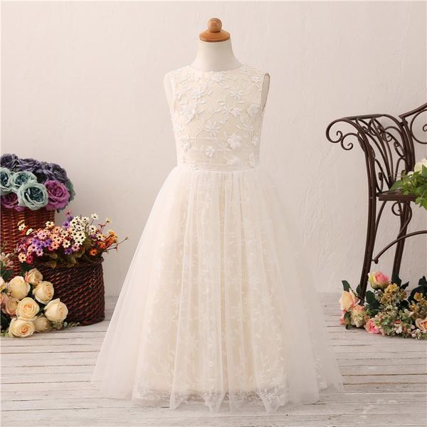 chic jewel neck sleeveless lace champagne flower girl dresses for toddlers embroidery with handmade flowers open back cute party dresses, White;blue
chic jewel neck sleeveless lace champagne flower girl dresses for toddlers embroidery with handmade flowers open back cute party dresses, White;blue
