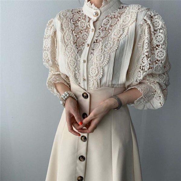 2021 sweet chic stand hollow out patchwork lace office lady soft casual warm all-match stylish blouses 2 types, White
2021 sweet chic stand hollow out patchwork lace office lady soft casual warm all-match stylish blouses 2 types, White