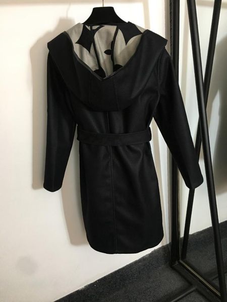 women's wool & blends 2021 retro printing trendy blouse with hooded belt slim long-sleeved double-sided tweed windbreaker jacke, Black
women's wool & blends 2021 retro printing trendy blouse with hooded belt slim long-sleeved double-sided tweed windbreaker jacke, Black
