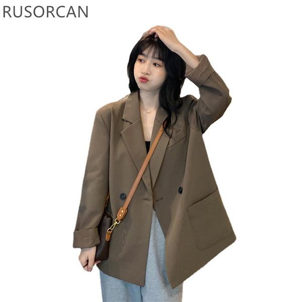 women's suits & blazers 2021 retro spring and autumn loose mid-length design double-breasted casual long-sleeved jacket fashion, White;black
women's suits & blazers 2021 retro spring and autumn loose mid-length design double-breasted casual long-sleeved jacket fashion, White;black